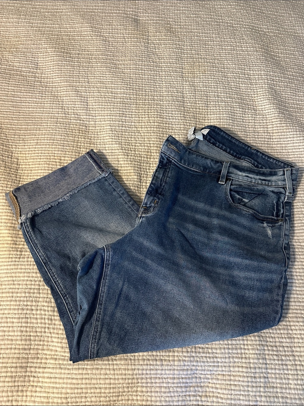 Lane Bryant Medium Wash Cropped Jeans with Frayed Hem
